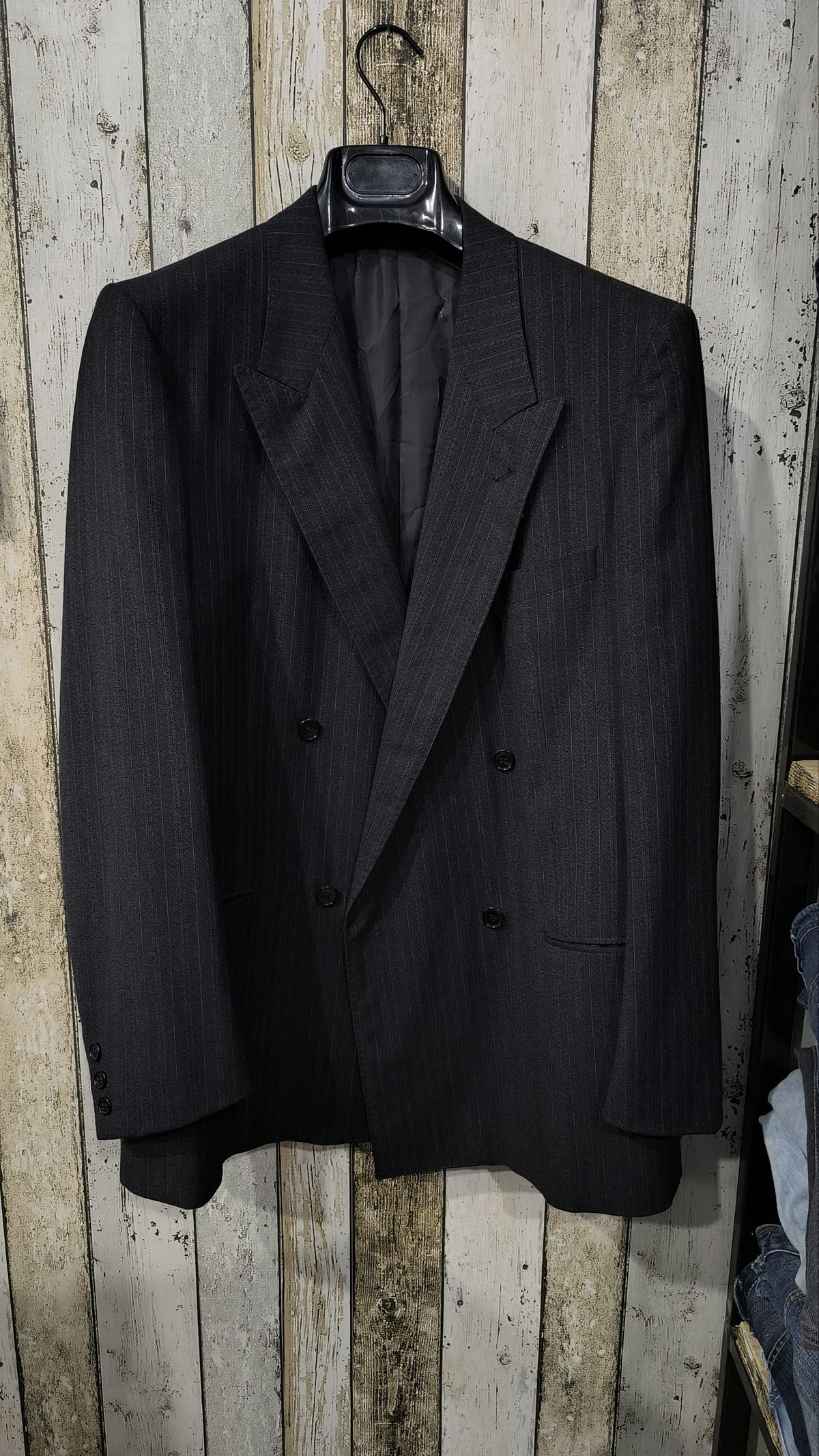 Completo uomo Yves Saint Laurent doppiopetto gessato grigio antracite Vintage Y2K (52) — foto 3