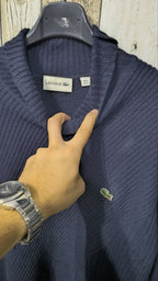 Maglione Lacoste a coste collo alto blu scuro logo ricamato Vintage Y2K — foto 4