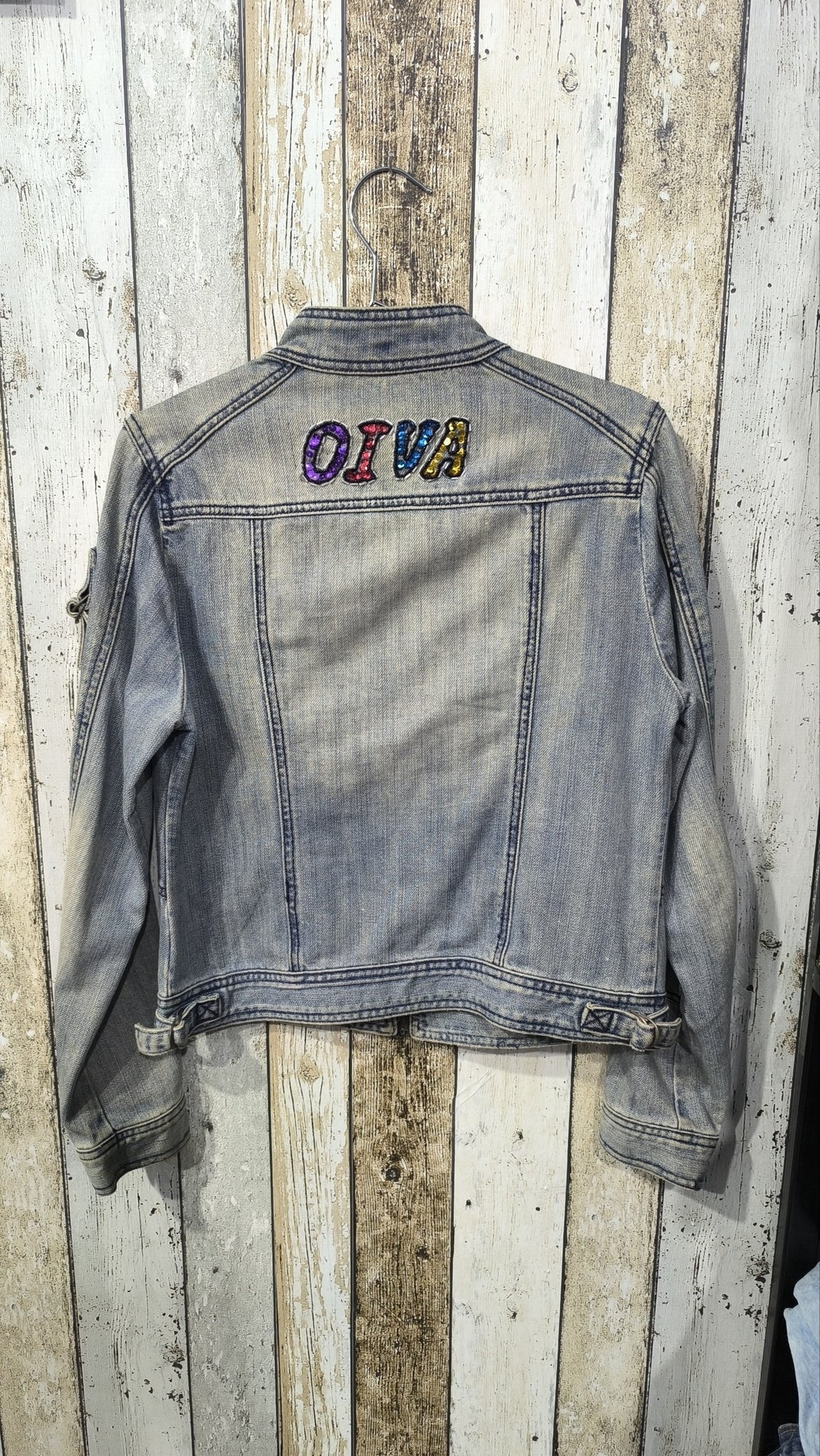 Giacca denim Farfal Lina Ricamo DIVA Blu slavato Vintage Y2K Donna (L) — foto 6