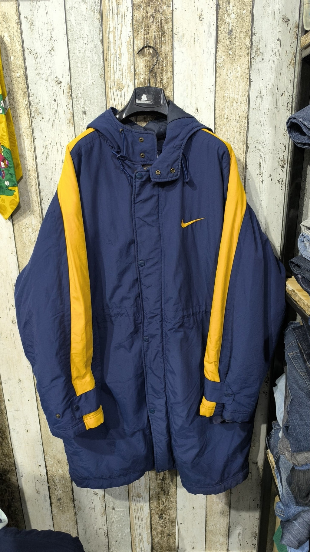 Parka con cappuccio Nike Blu navy e giallo Vintage Y2K (XL) — foto 3