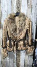 Giacca imbottita BRU MODE PARIS cintura e pelliccia Vintage Y2K (S) — foto 3