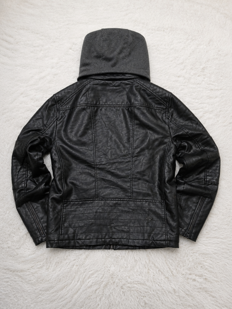 Giacca in pelle con cappuccio Levi Strauss & Co. Vintage Y2K Nera (M) — foto 2