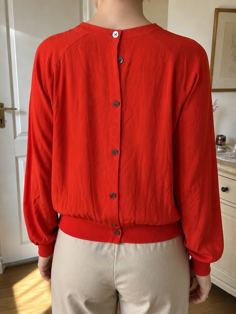 Blusa Valentino Studio Pieghe Frontali Rossa Vintage Y2K (44) — foto 2