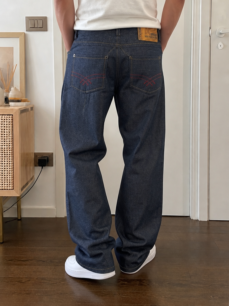 Jeans Mogul gamba larga blu denim scuro Vintage Y2K (L) — foto 1