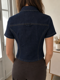 Camicia in denim èxtyle maniche corte Vintage Y2K donna (S) — foto 2