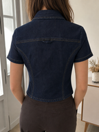 Camicia in denim èxtyle maniche corte Vintage Y2K donna (S) — foto 2