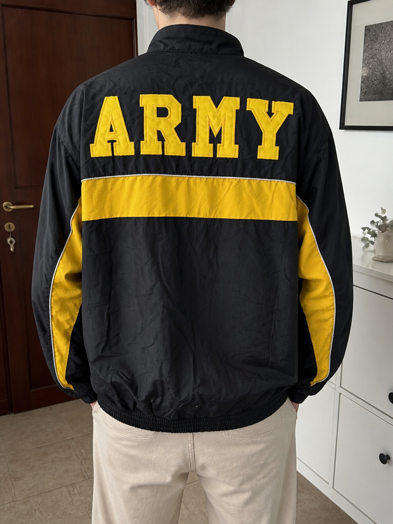 Giacca a vento con zip A Army Nero e giallo Vintage Y2K (M) — foto 2