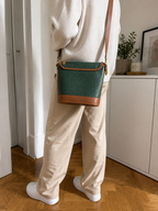 Borsa a tracolla Dooney & Bourke Pelle Verde Scuro Marrone Vintage Y2K — foto 2