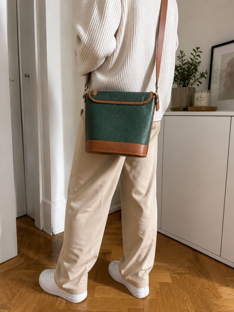Borsa a tracolla Dooney & Bourke Pelle Verde Scuro Marrone Vintage Y2K — foto 2