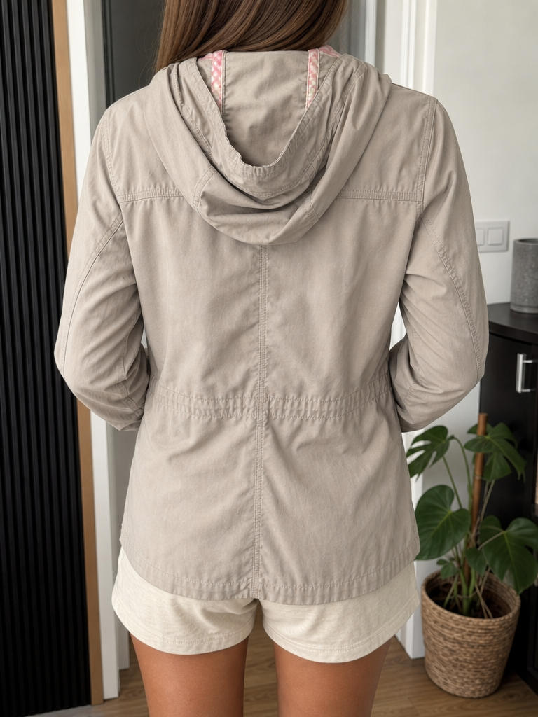 Giacca leggera con cappuccio Columbia tortora chiaro zip Vintage Y2K (S) — foto 2