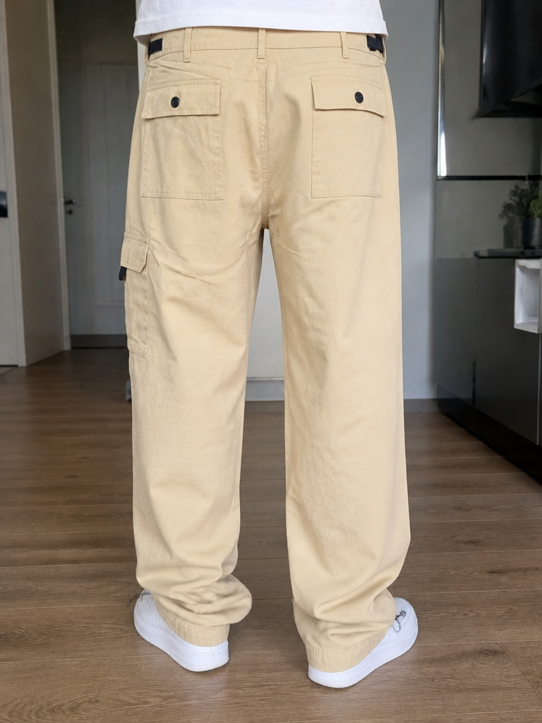 Pantaloni Cargo Beige Tasche Applicate Vintage Y2K (46) — foto 2