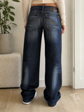 Jeans gamba larga Gas Jeans blu denim scuro schiariture Vintage Y2K donna (S) — foto 1