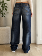 Jeans gamba larga Gas Jeans blu denim scuro schiariture Vintage Y2K donna (S) — foto 1