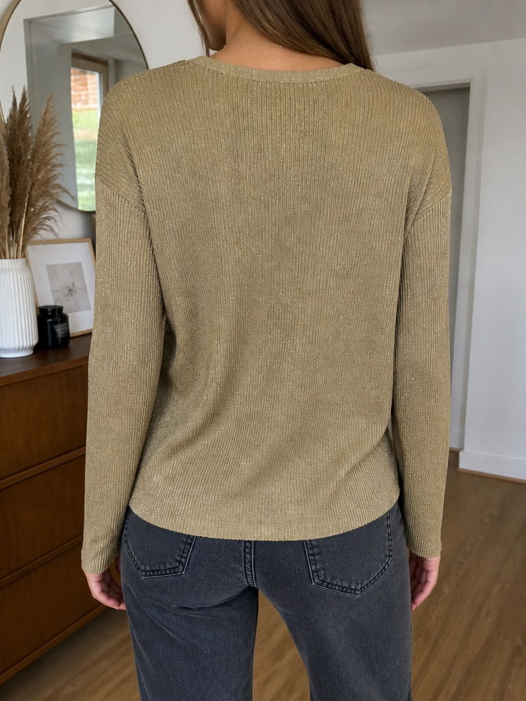 Cardigan Lauren Ralph Lauren Oro Bronzo Metallizzato Vintage Y2K (XL) — foto 2