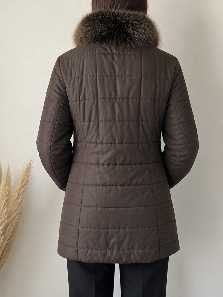 Giacca Refrigiwear imbottita collo pelliccia Marrone scuro Vintage Y2K donna (M) — foto 2