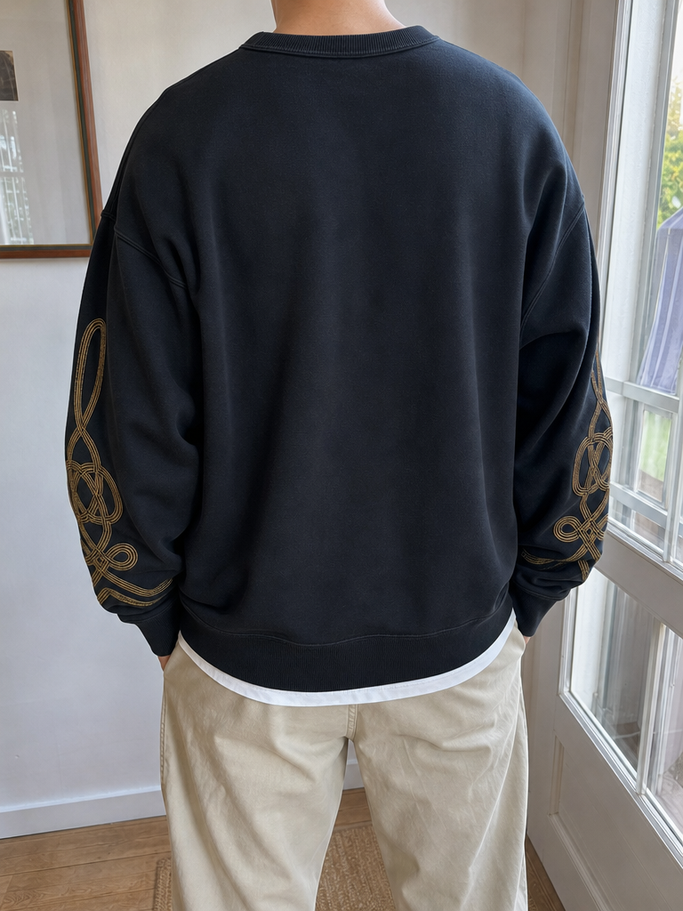 Felpa girocollo Polo Ralph Lauren Nera Ricamo tono su tono Vintage Y2K (S) — foto 2