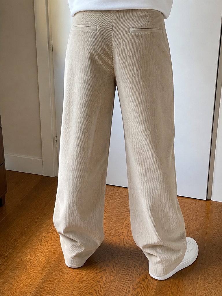 Pantaloni velluto a coste Ramp gamba ampia Beige tortora Vintage Y2K (38) — foto 2
