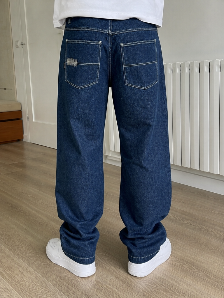 Jeans Urban Edge Jeans Co. Patchwork Blu Scuro Vintage Y2K — foto 1