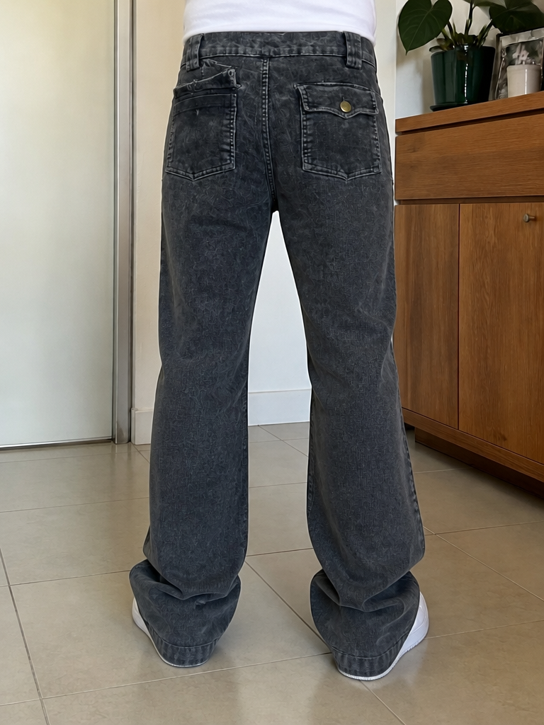 Pantaloni velluto a coste Edera Grigio antracite slavato Vintage Y2K (44) — foto 2