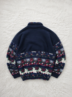 Pile Quarter Zip Marcel Clair Blu Navy Floreale Geometrico Vintage Y2K (S) — foto 2