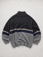 Maglione Quarter Zip Nero Grigio Rigato Vintage Y2K (XL) — foto 2