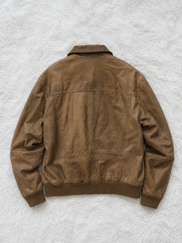 Giacca in pelle Gippy Marrone Colletto ampio Vintage Y2K (L) — foto 2