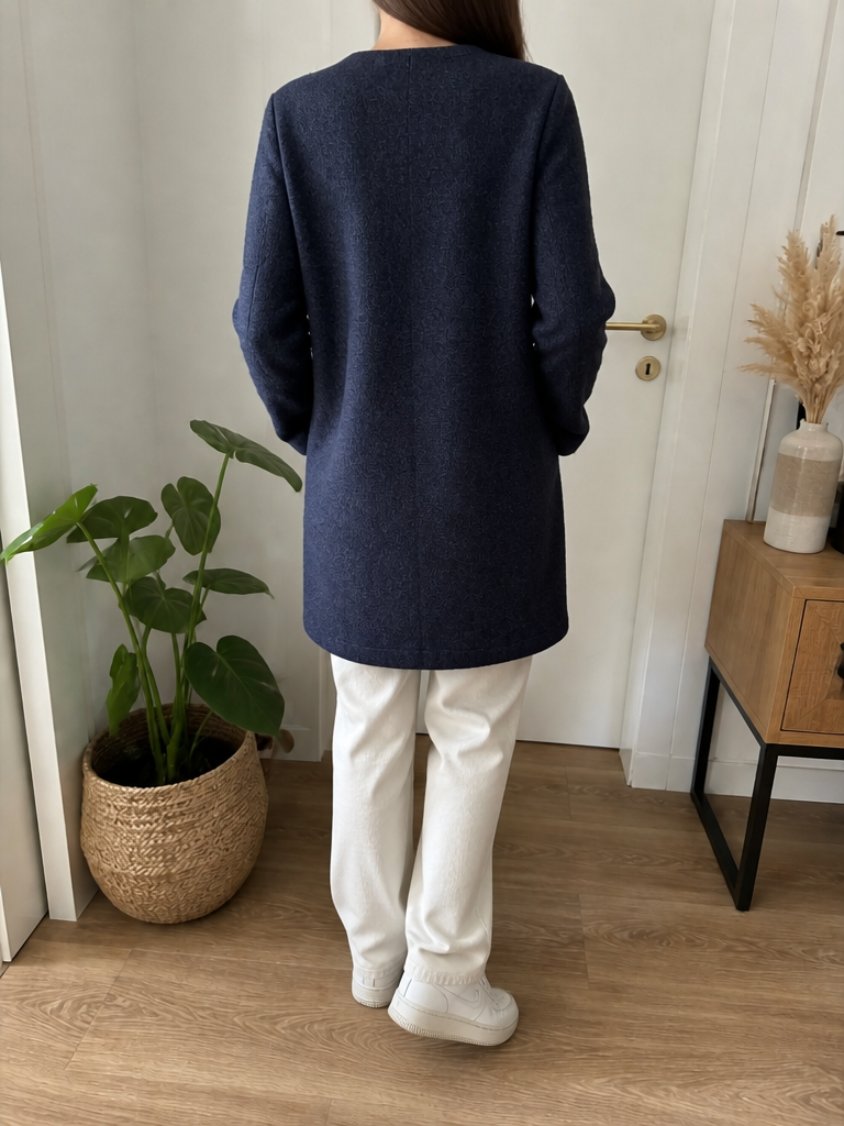 Cappotto Lacoste lungo in maglia blu scuro mélange Vintage Y2K (34) — foto 2