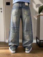 Jeans Leox Gamba Ampia Blu Denim Slavato Vintage Y2K (30) — foto 1