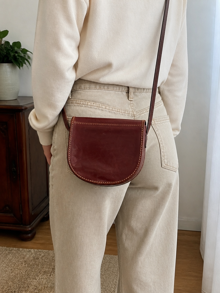 Borsa a tracolla in pelle Bordeaux Vintage Y2K — foto 2