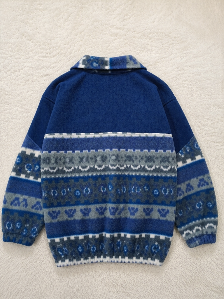 Maglia in pile Blu Fantasia Geometrica Vintage Y2K (L) — foto 2