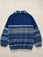 Maglia in pile Blu Fantasia Geometrica Vintage Y2K (L) — foto 2