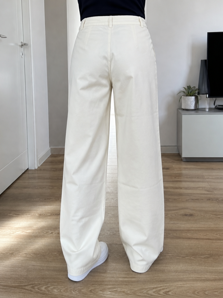 Pantaloni INTERGROUP Gamba Ampia Dritta Avorio Chiaro Vintage Y2K (S) — foto 2