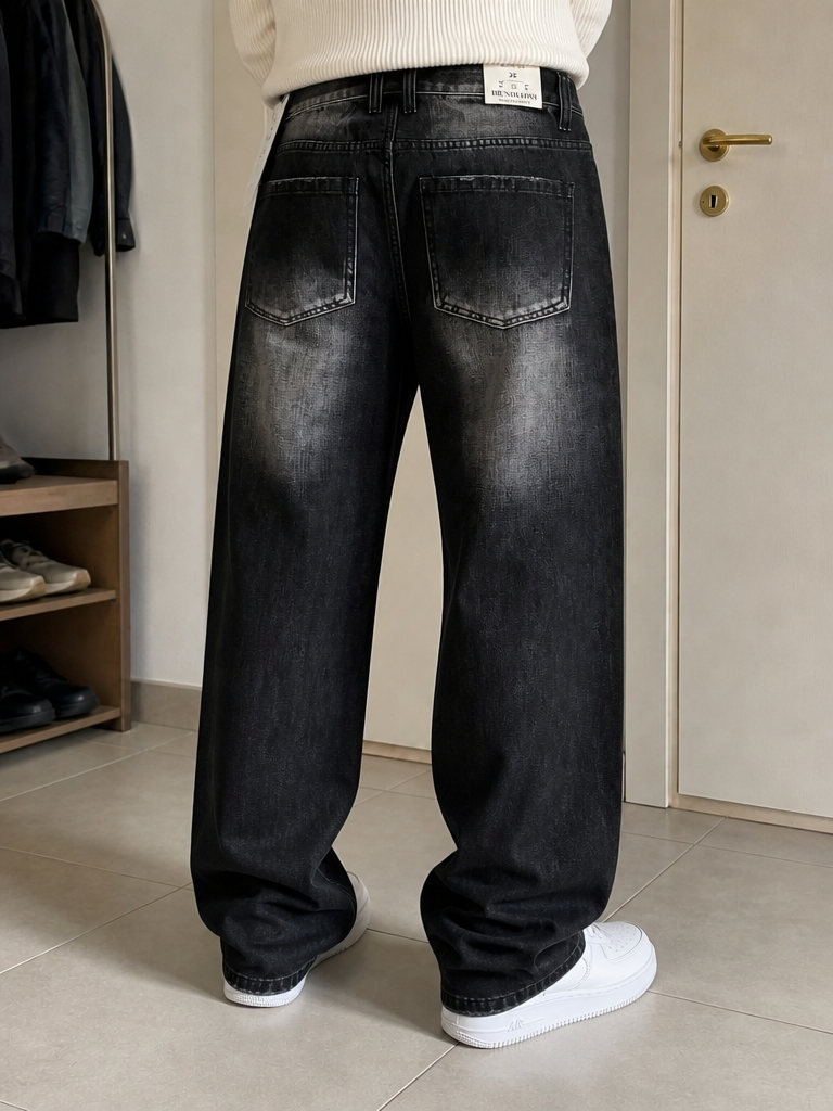 Jeans Brunoloni by Trendmaster Gamba Ampia Dritta Nero Vintage Y2K (30) — foto 1