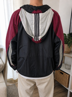 Giacca a vento Adidas con cappuccio Nero Bordeaux 3 bande Vintage Y2K (XXL) — foto 2