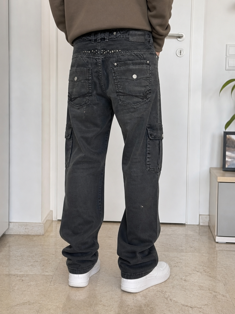 Jeans cargo EDUKA Denim Nero Slavato Vintage Y2K (42) — foto 1