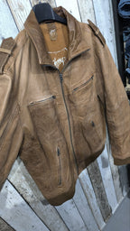 Giacca in pelle Gippy Marrone Colletto ampio Vintage Y2K (L) — foto 4