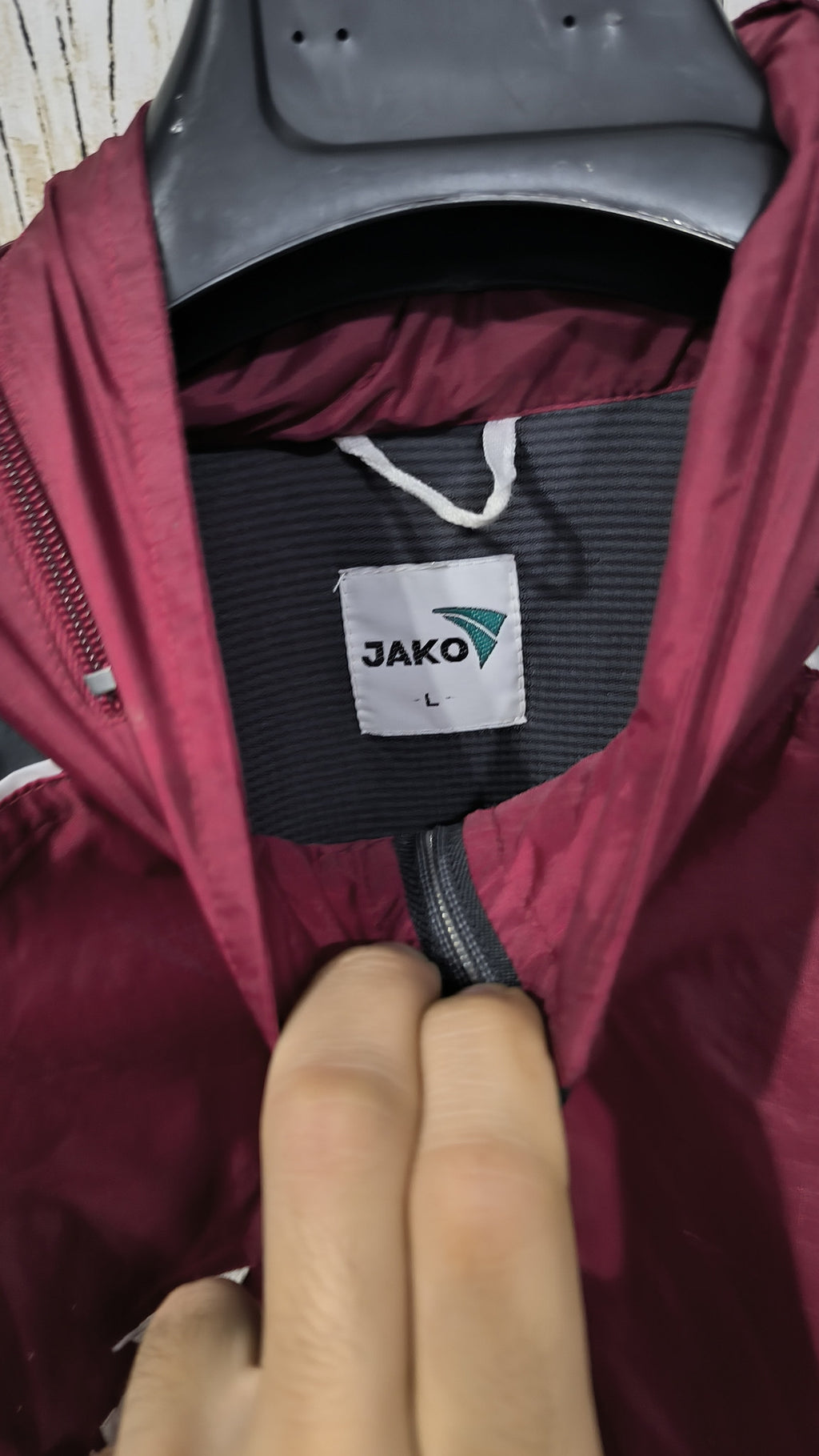 Track Jacket JAKO Full Zip Bordeaux Nero Bianco Vintage Y2K (L) — foto 5