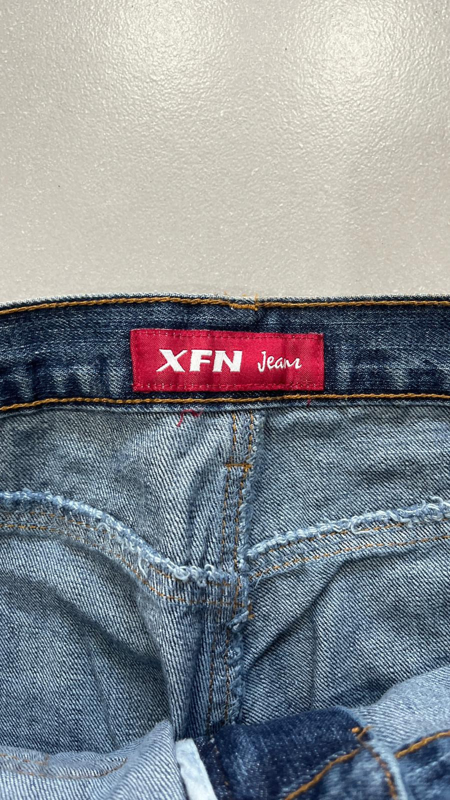 Jeans gamba larga XFN Jeans blu denim ricamo oro Vintage Y2K (S) — foto 6