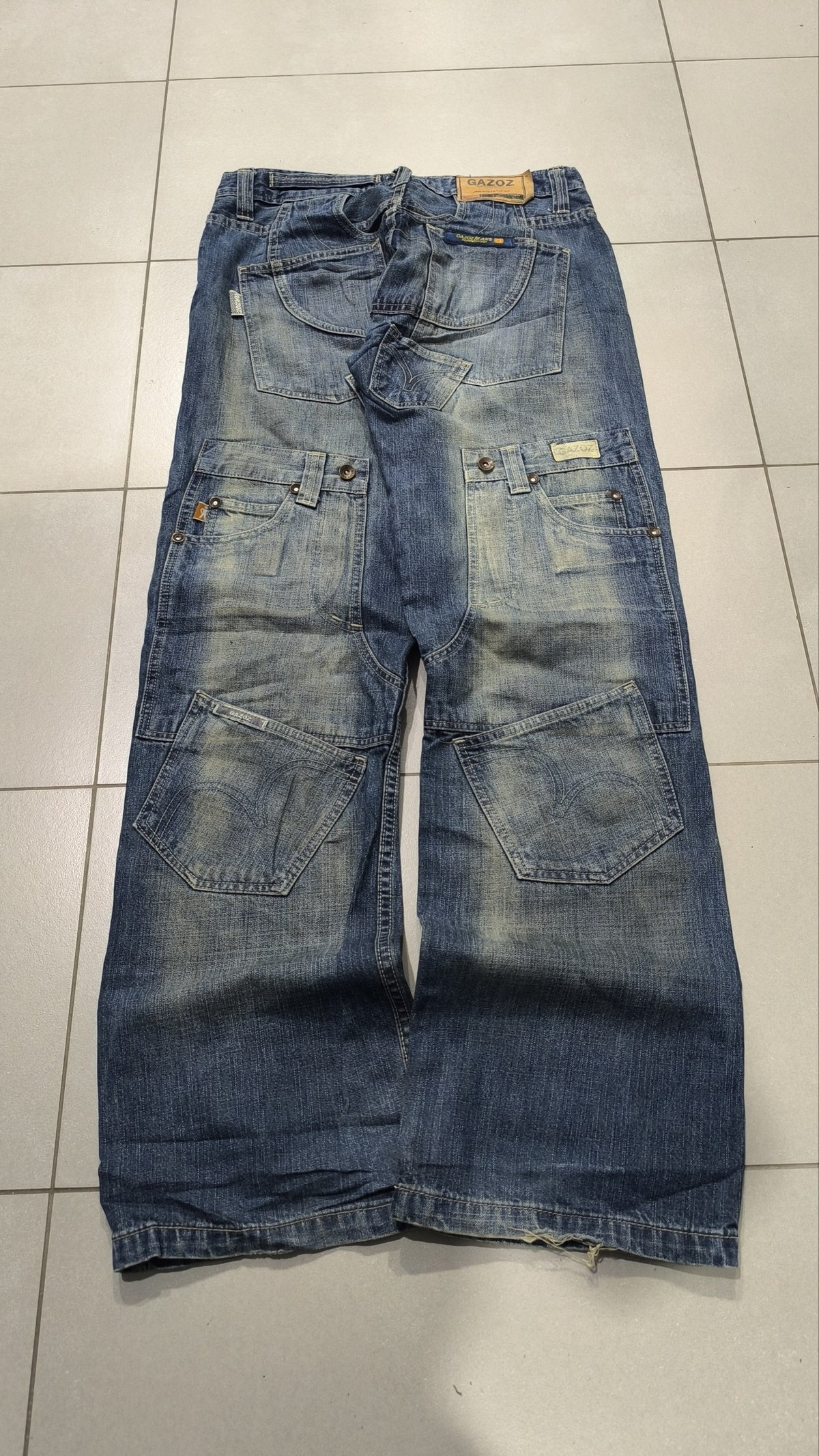 Jeans Baggy in Denim Gazoz Blu Lavaggio Chiaro Vintage Y2K Uomo (M) — foto 3