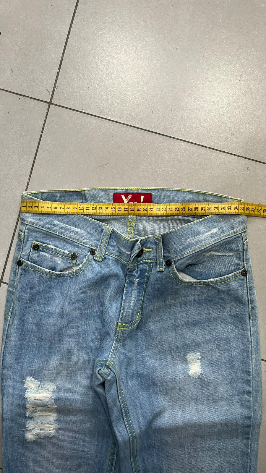 Jeans Cinque Tasche Distressed Yesmiss Jeans Azzurro Denim Chiaro Vintage Y2K (26) — foto 4