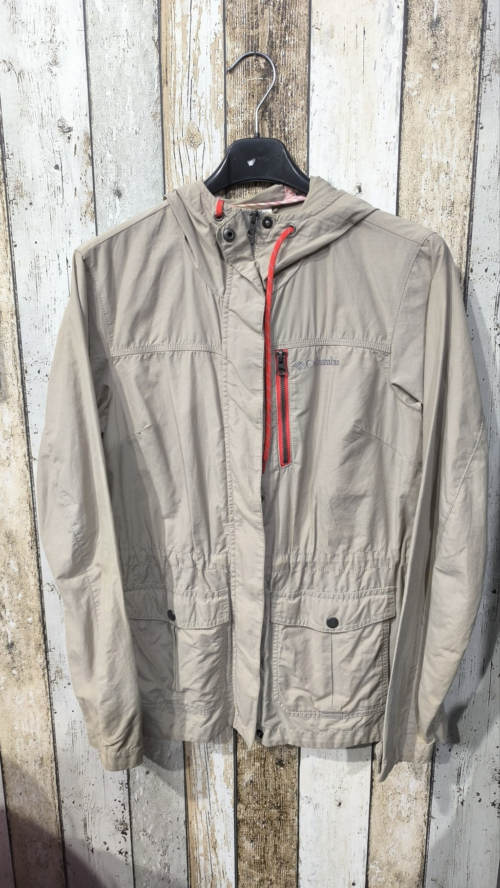 Giacca leggera con cappuccio Columbia tortora chiaro zip Vintage Y2K (S) — foto 3