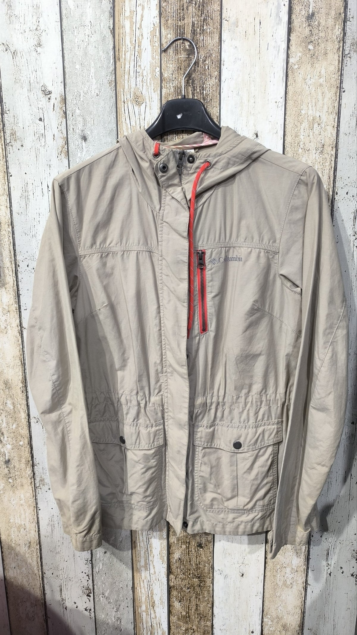 Giacca leggera con cappuccio Columbia tortora chiaro zip Vintage Y2K (S) — foto 3