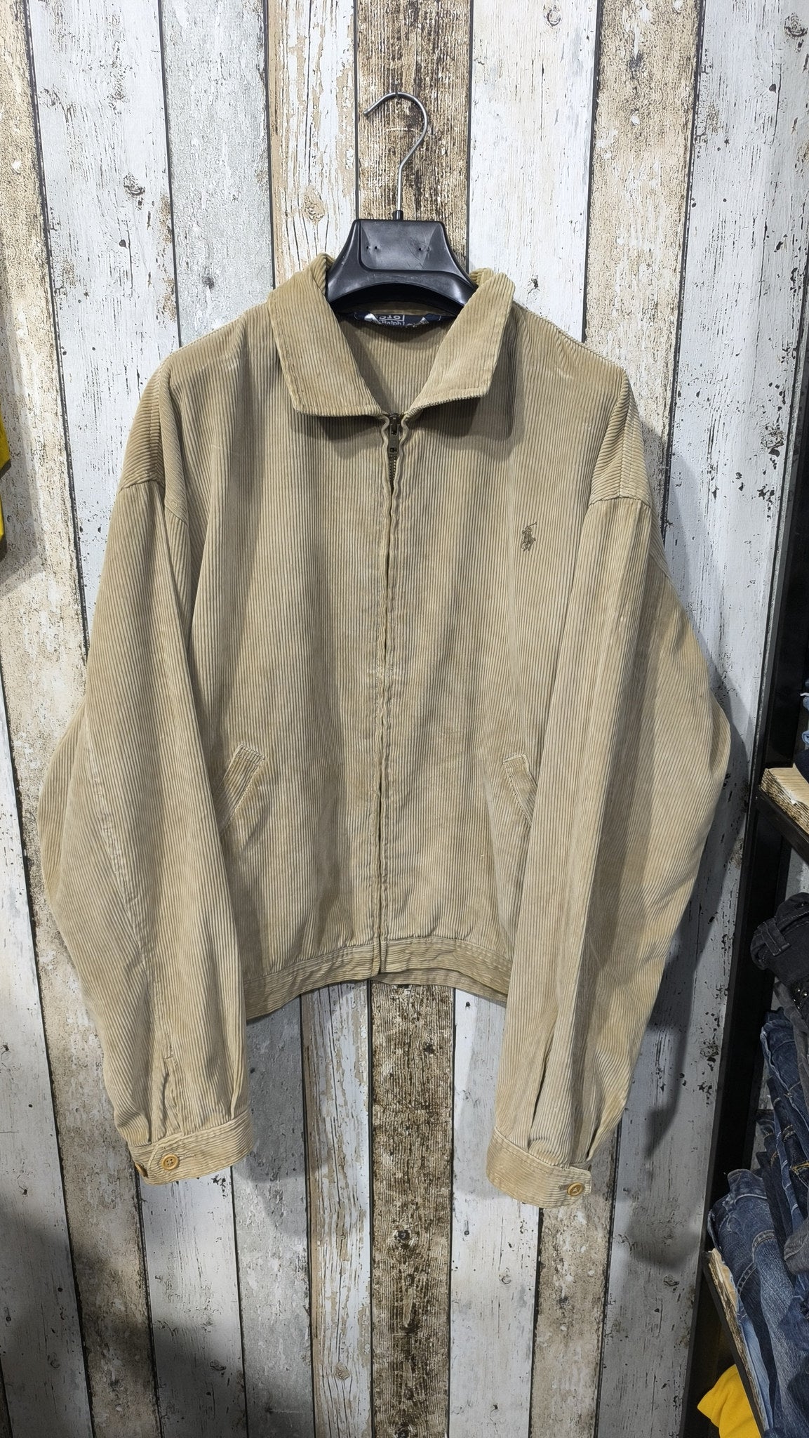 Giacca Polo Ralph Lauren Velluto a Coste Beige Chiaro Vintage Y2K (L) — foto 3
