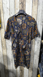 Tuta Maniche Corte Bottoni Floreale Blu Scuro Vintage Y2K (S) — foto 3