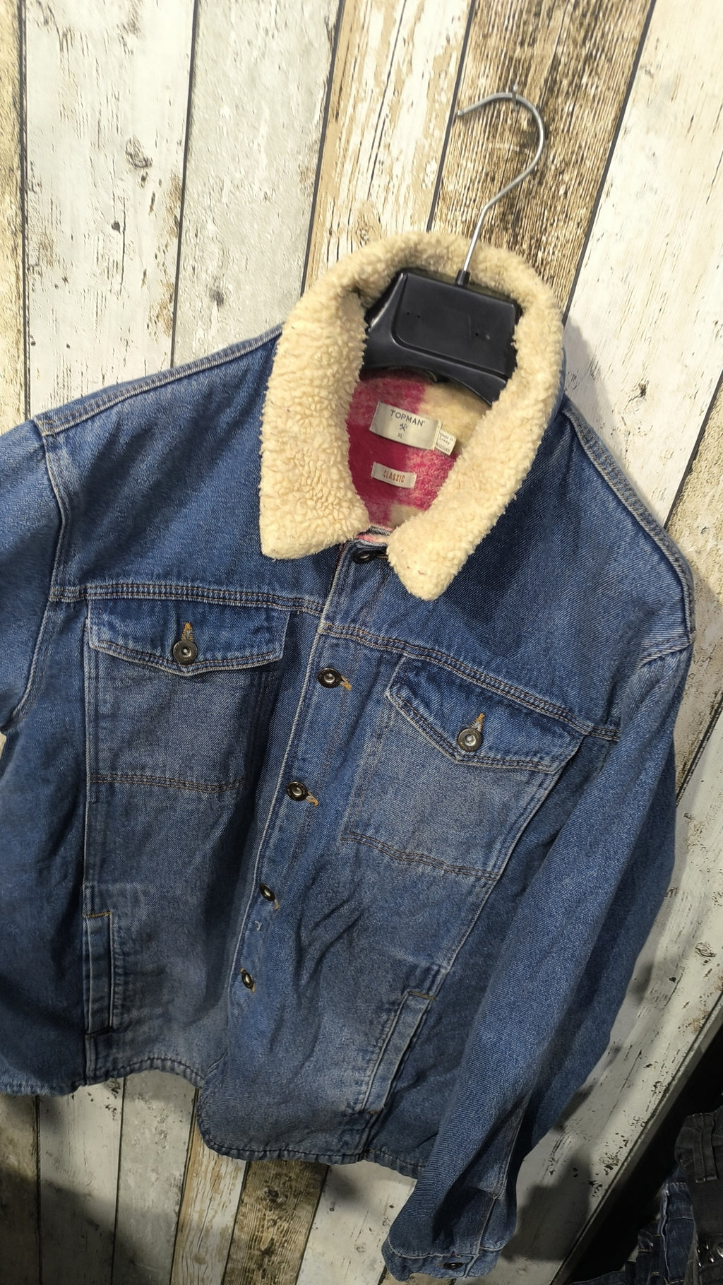 Giacca Denim TOPMAN Collo Sherpa Blu Denim Vintage Y2K (XL) — foto 4
