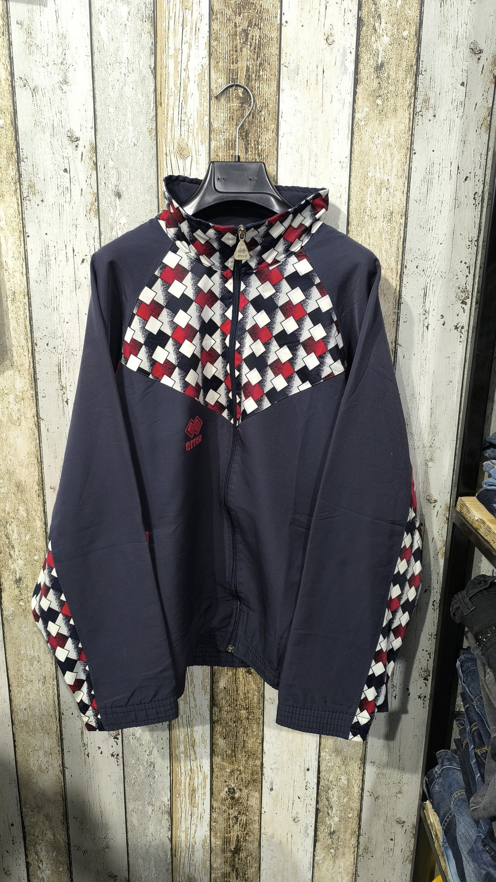 Track Jacket Collo Alto Errea Blu Navy Rosso Bianco Vintage Y2K (L) — foto 3