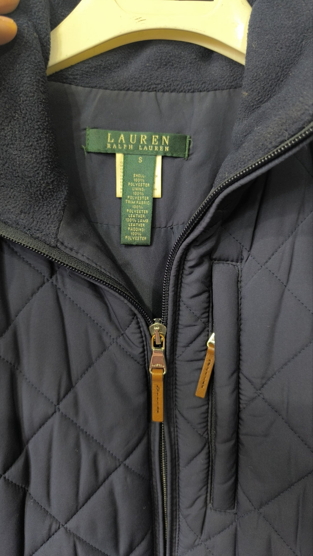 Giacca Imbottita Lauren Ralph Lauren Vintage Y2K Blu Spalle Pelle (S) — foto 4