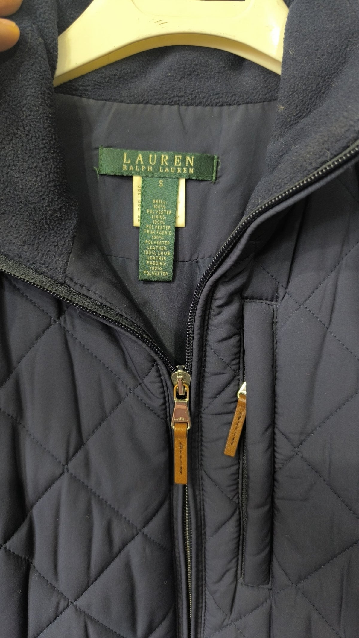 Giacca Imbottita Lauren Ralph Lauren Vintage Y2K Blu Spalle Pelle (S) — foto 4