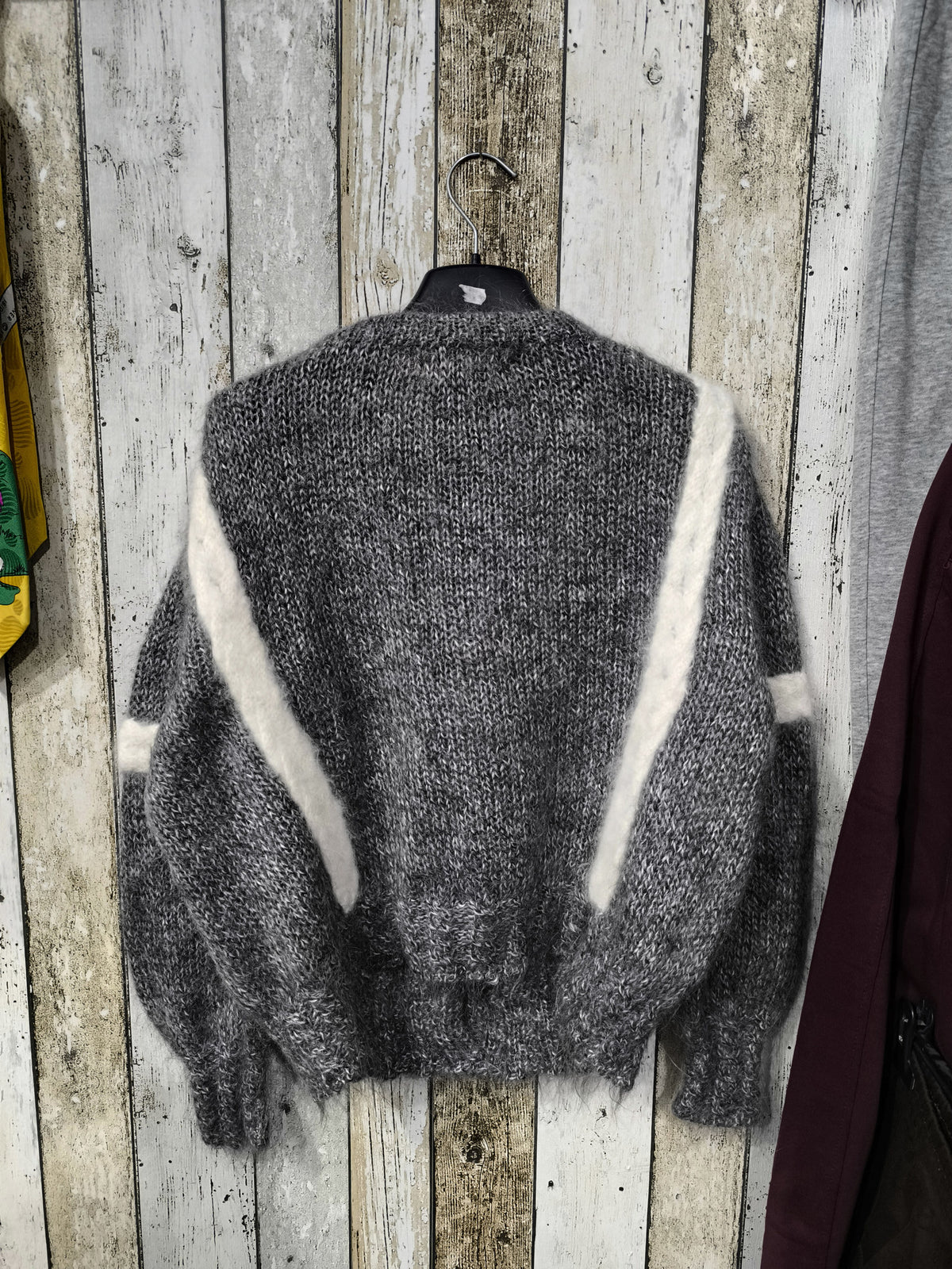 Cardigan Valentino Bande Bianche Grigio Mélange Vintage Y2K (S) — foto 6