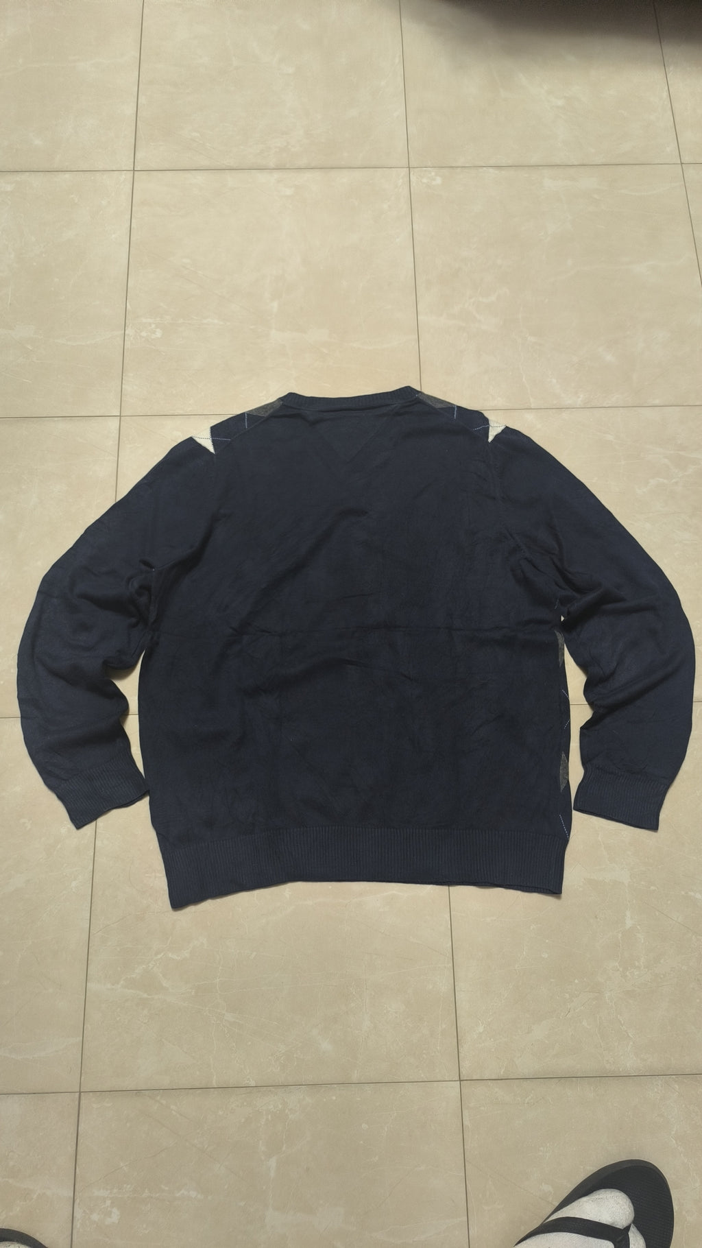Maglione Tommy Hilfiger Scollo a V Argyle Blu navy Vintage Y2K (M) — foto 5